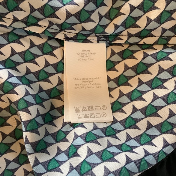 Boden Carey Silk Blend Top Blouse Blue/Green/Cream Size 6 - Picture 6 of 7